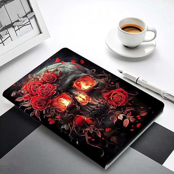 for Samsung Galaxy Tab S5e Case 2019 10.5”Model SM-T720/T725,Premium Leather Folio Stand Auto Wake/Sleep,Multiple Viewing Stand,Skull Rose Flowers