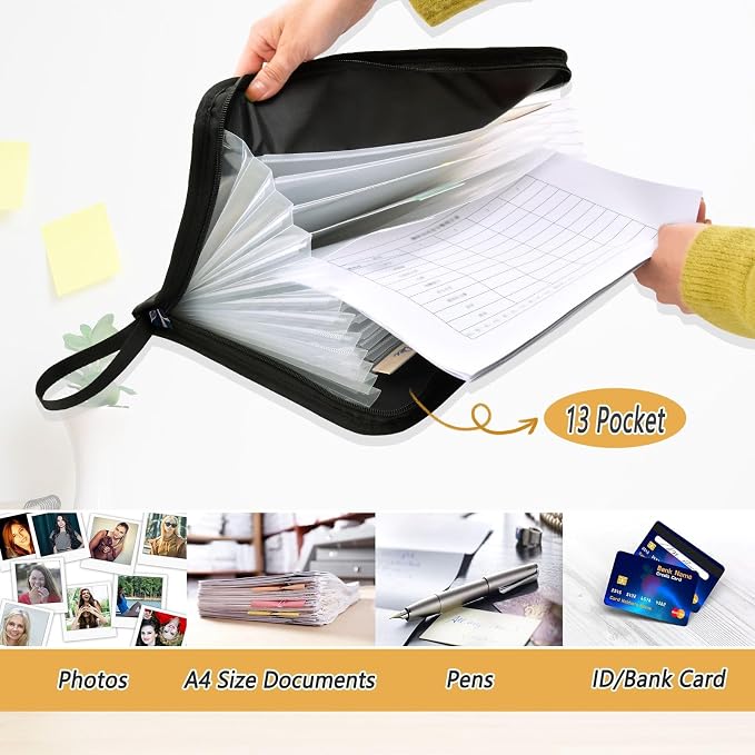 13 Pocket Zipper Expanding File Folder A4 Tree of Life | Accordion File Organizer with Front Pouch A4 Letter Size Portable Folders for Documents Receipt School Office Supplies