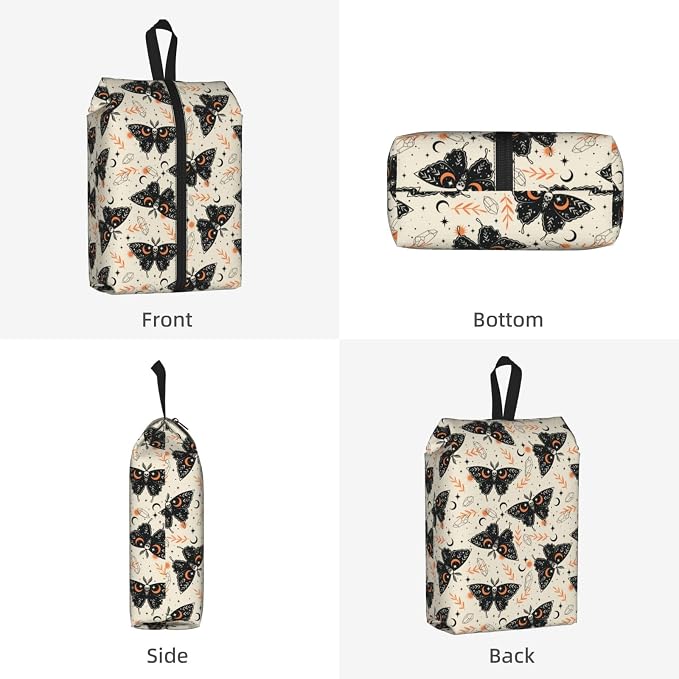 Gothic Witchy Butterfly Travel Shoe Bag for Men & Women, Waterproof Shoe Storage Organizer with Zipper, Portable Shoe Pouch for Sneakers, Heels, Sandals, Gym & Travel Luggage 2PCS