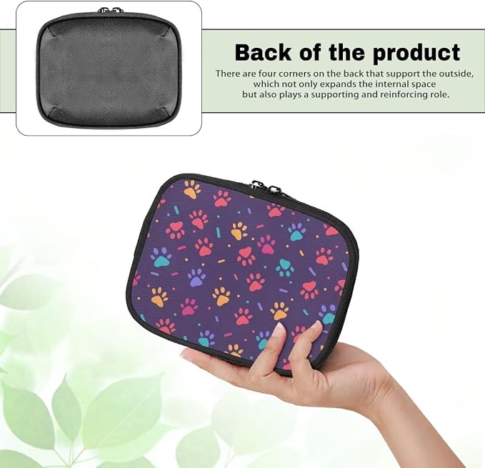Colorful Dog Paw Print Pet First Aid Kit for Dogs Travel Pet Emergency Kit Hiking Empty First Aid Bag Small Medical Bag Organizer Cute First Aid Pouch with Zipper