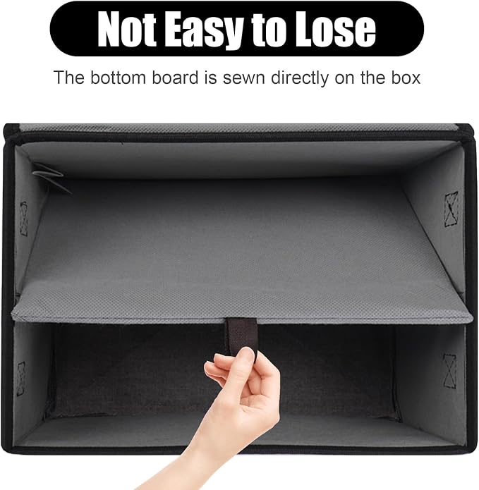 Large 42 Quarts Fabric Storage Bins with Lids [2-Pack] Linen Collapsible Foldable Storage Cubes, Closet Organizer Containers boxes with Handles for Home Office (16.7 x 12 x 12, Black & Gray)