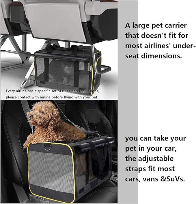 GAPZER Cat Carrier for Large Cats 20 lbs+ Soft Pet Kennel Bag for Small Dog | Privacy Protection Big Kitten Car Travel Cloth Carry Bag up to 20 lbs, Small Animal Portable Mesh Kennel Cage for Vet Visits