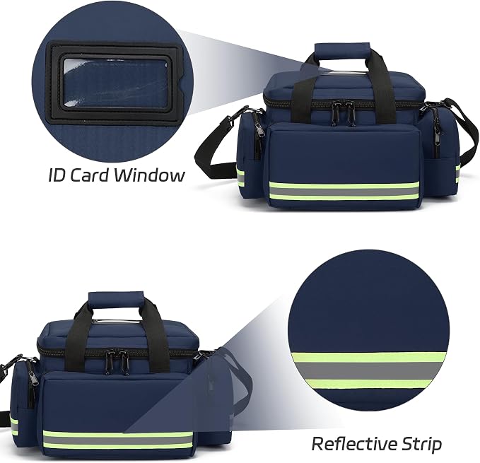 Medical Bag Empty Emergency Bag Medical Bag Organizer Professional First Responder Trauma Bag，First Aid Bag with Detachable Dividers for Nurses,Home Health Care, EMT(Bag Only)