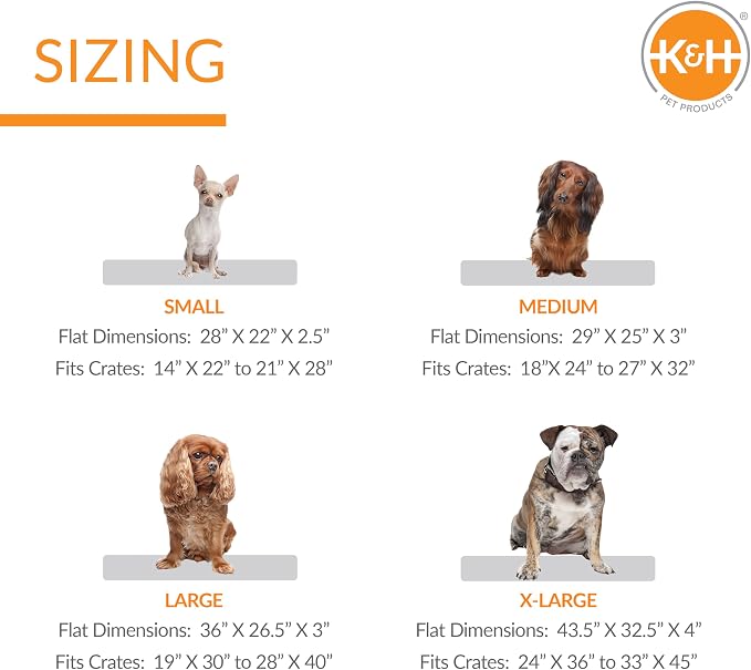 K&H Dog Crate Pad, Ultra Plush Deluxe Bolster Bed for Large Crates, Fleece | Dog Bed for Large Crates, Kennels, and Cages, Soft Indoor Portable Machine Washable Pet Mat