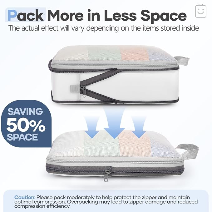 1/2/6/8/9/10/11 Set Compression Packing Cubes Garment Bags Garment Bag for Travel Essentials,White