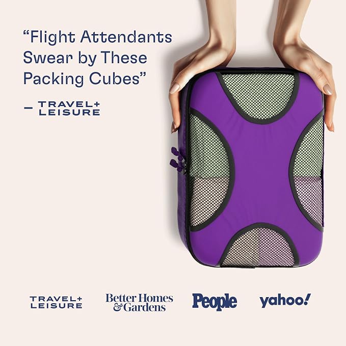 Shacke 5 Set Packing Cubes for Travel with Laundry Bag (Orchid Purple) | Suitcase organizer bags set: 4 water-resistant luggage cubes, XL to Small, + laundry bag for carry-on or checked