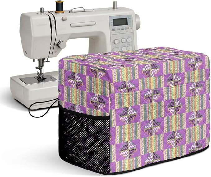 Sewing Machine Cover Polyester Febric Kente Ankara Africa Print | Dust Pet Hair Protection,Quilting Design,Fits Standard Singer,Brother Janome Machines,Protecting Decorating Your Sewing Space