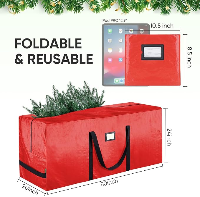 BALEINE 9 ft Christmas Tree Storage Bag, Heavy Duty Extra Large Artificial Christmas Tree Bag with Reinforced Handles and Dual Zippers Wide Opening (Grey, 2PK Combo)