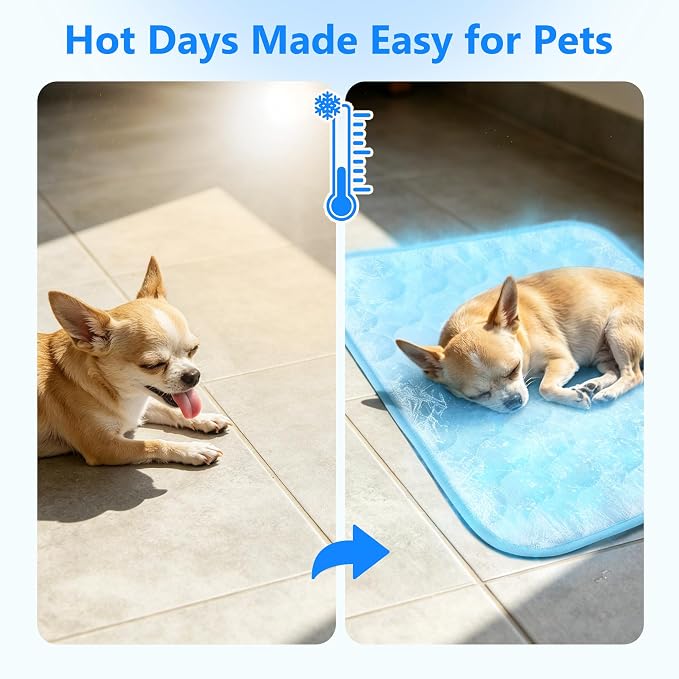 MCEAST Cat Cooling Mat 20" x 16" Self Cooling Pad for Smal Dogs Cats Non-Slip Cool-Chill Mats Summer Pet Blanket with Storage Bag Washable Cool Pet Pad for Floor Sofa Bed Car Travel, Small