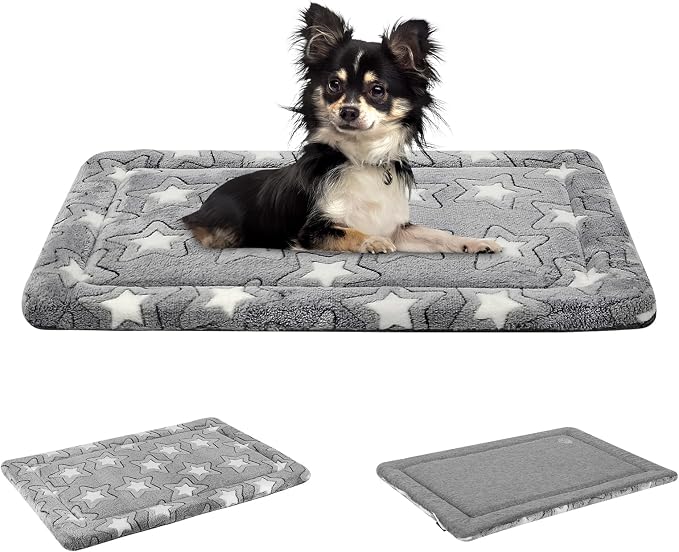 EMPSIGN Dog Crate Pad for 24"x18" Dog Crate, Star Pattern/Grey | Reversible Kennel Mat (Cool & Warm), Machine Washable, Cozy Star Pattern Sleeping Pad, All-Season Pet Bed