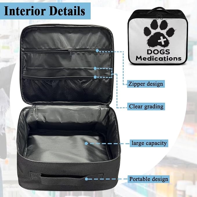 Rnyleeg Paw Prints First Aid Kit for Dog Empty First Aid Bag for Veterinary Medical Kit for Home Car Portable Travel Medical Supplies Bag