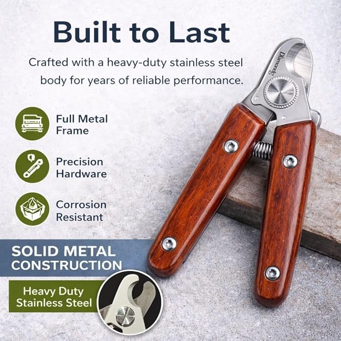 Diamondg Heavy Duty Dog Nail Clipper and Trimmer with Full Length Hardened Steel and Wooden Handle