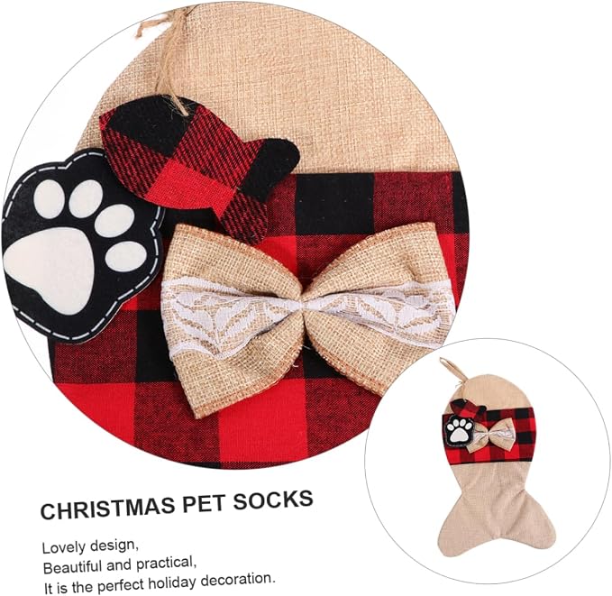 FRCOLOR Christmas Pet Stocking Gift Bag Holiday Present Pouch Festive Candy Storage for Gifts and Stocking Fillers Xmas Party Decoration