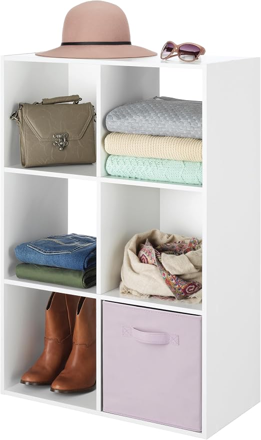 Whitmor Fabric Storage Cubes 2 Pack, Light Lavender Closet Organizer Bins with Handles, 10.5 x 10.5 x 11 Inch Non-Woven Storage Baskets for Shelves, Closet, Nursery, Bedroom, Office