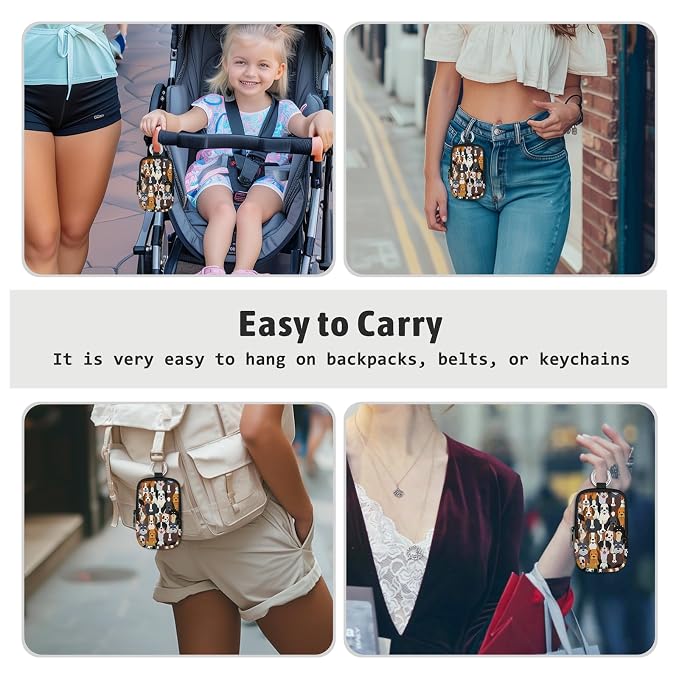 Hand Sanitizer Holder, Dogs Spray Case Zippered Pouch | Keychain, Travel Size, Cute Fashion Accessory with Snap Hook, for Glow Mist and Power Mist 1FL OZ, Mini Small Pocket Clip on