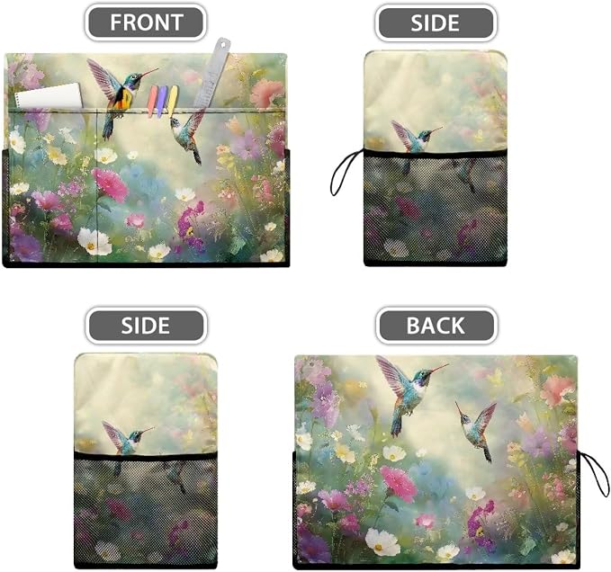 Spring Hummingbird Sewing Machine Cover with Storage Pocket,Enhance Your Sewing Experience with Artistic Flair, Duty, Dust & Pet Hair Protection, Fits Brother, Singer, Janome