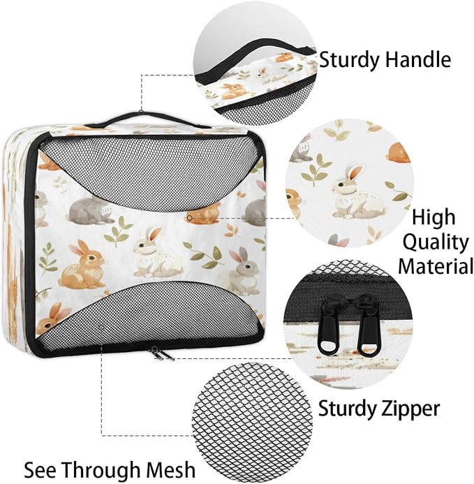 Packing Cubes for Travel, Animals Rabbits Travel Luggage Packing Organizers for Women Men, Large Custom Toiletries Bag for Clothes Shoes, Wild Rabbits