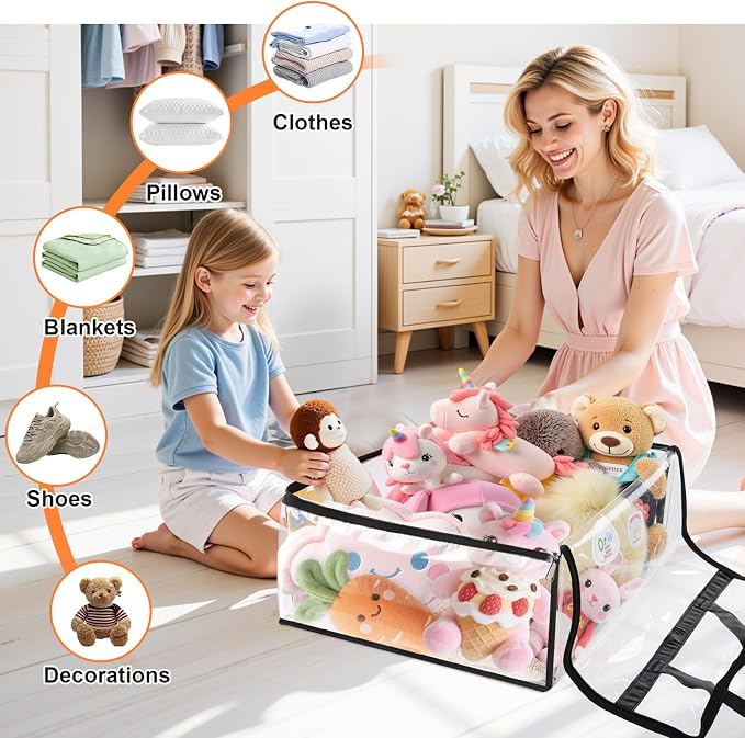 SpaceTrove Clear Storage Bags, 8-Pack Under Bed and Closet Organizers 40L 90L