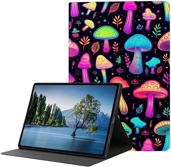 for Samsung Galaxy Tab A 8.0 2017(SM-T380/T385) Tablet Case,Premium Leather Folio Stand Auto Wake/Sleep,Multiple Viewing Stand,Colorful Psychedelic Mushrooms