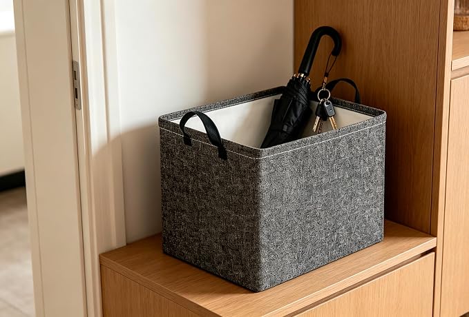 CLOCOR Rectangular Storage Bin,Waterproof Books Box,Gift Basket(Grey)