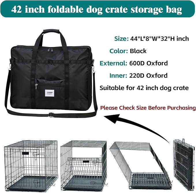 Dog Crate Storage Bag, 42 Inch Heavy Duty Waterproof Travel Bag with Handles for Foldable Wire Crates & Pet Supplies
