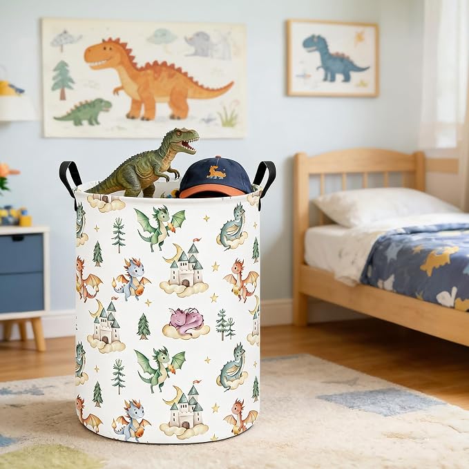 Dragon Fabric Storage Bin Nursery Organizer Basket | Organizer Bin Dirty Clothes Collapsible Waterproof for College Dorms, Boys and Girls Bedroom,Bathroom