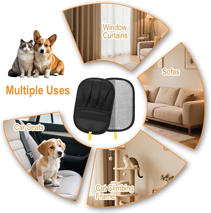 Pet Hair Removal Glove,Five Finger Reusable Cat Dog Hair Remover Electrostatic Gloves,Double Sided Grooming Mitt for Couch, Bed, Furniture, Carpet, Curtain, Clothes