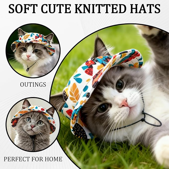 Cat Hats for Cats Only, Cat Sun Hat Sphynx Hat with Ear Hole Kitten Headwear Sun Sombrero Caps Summer Cat Cowboy Hats, Pet Chihuahua Sunscreen Baseball Outdoor Cap