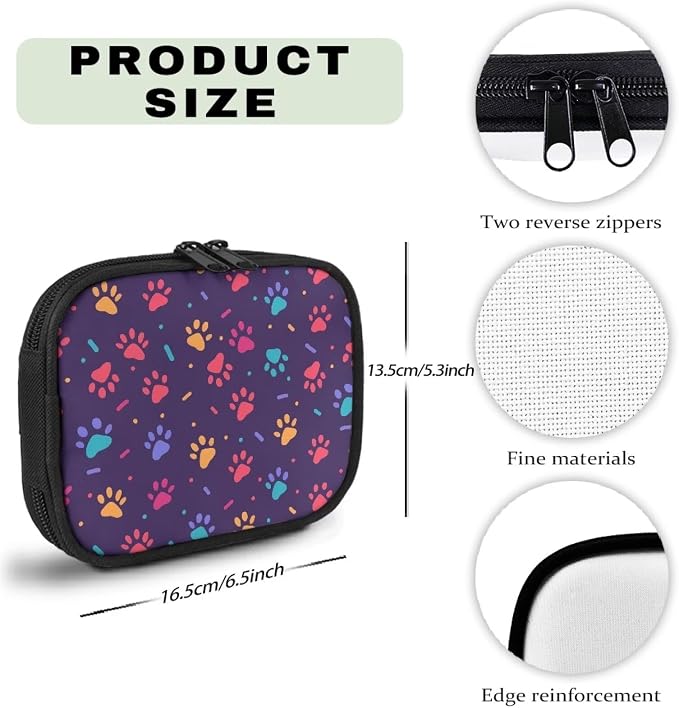 Colorful Dog Paw Print Pet First Aid Kit for Dogs Travel Pet Emergency Kit Hiking Empty First Aid Bag Small Medical Bag Organizer Cute First Aid Pouch with Zipper