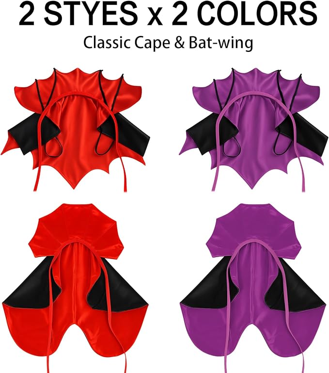 Dog Halloween Costume, Pet Cape for Small Puppy Dogs Cat Funny Red & Black Halloween Costumes with Neck Armor Adjustable Strap Idea for Vampire Party Cosplay (Red, S)
