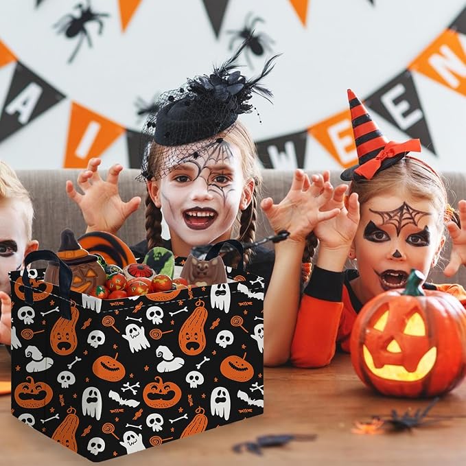 Halloween Ghost thriller basket,Empty Halloween basket,Horror and thriller decor,Trick or Treat Box for Boys and Girls,Horror decor(Cute pumpkin)