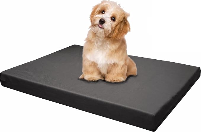 Dogbed4less Memory Foam Platform Dog Bed, Crate Mattress for Orthopedic Joint Relief with Waterproof Removable Cover Medium 35X22X3 Space Gray