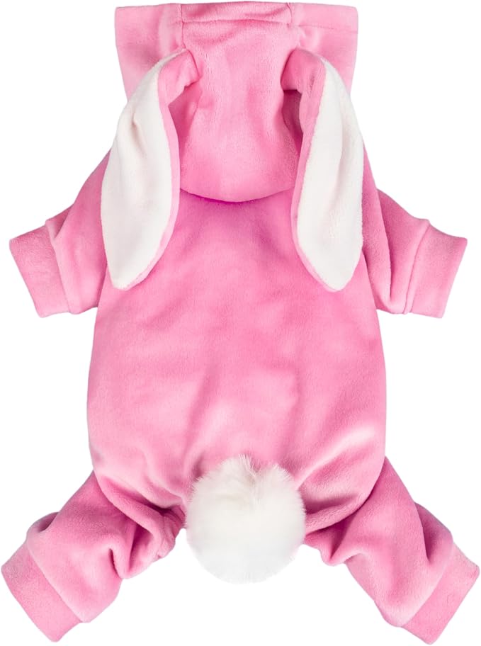Fitwarm Dog Halloween Bunny Costumes, Funny Dog Hooded Pajamas, Doggy Clothes for Small Dogs Boy Girl, Pet Apparel, Pink, White, Medium