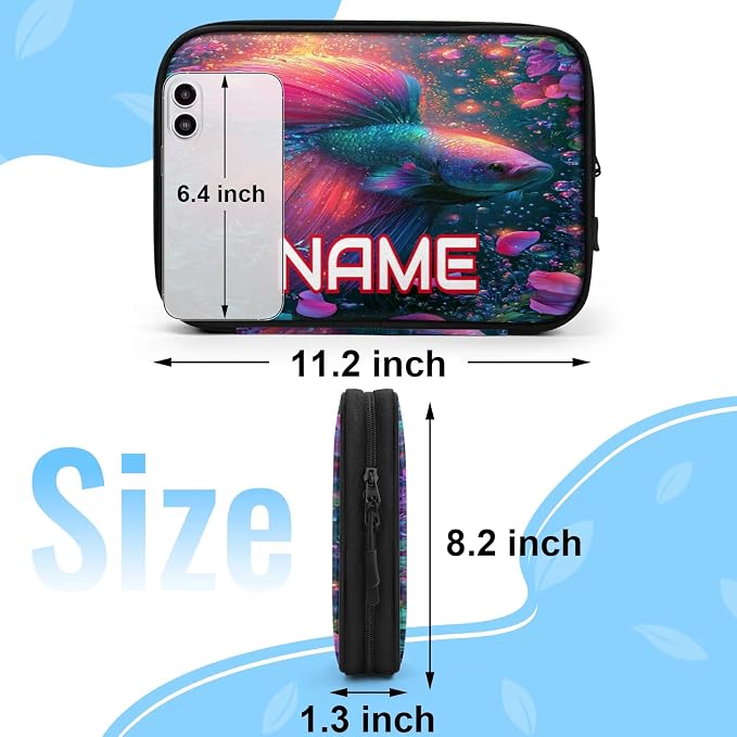 Custom Electronics Organizer Rainbow Betta Fish Travel Cable Pouch Large Tech Accessories Case Waterproof Cord Storage Bag for Power Bank Charger Phone Earphone