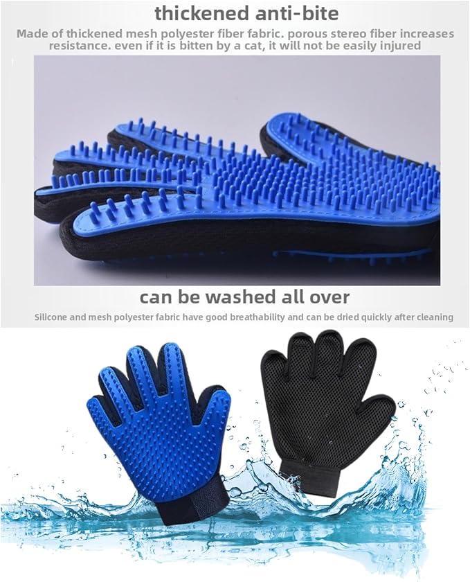Pet Grooming Glove for Left Hand - Enhanced Deshedding Brush and Massage Mitt for Dogs, Cats and Horses - Gentle Hair Remover for Long and Short Fur - Perfect for Bathing and Shedding