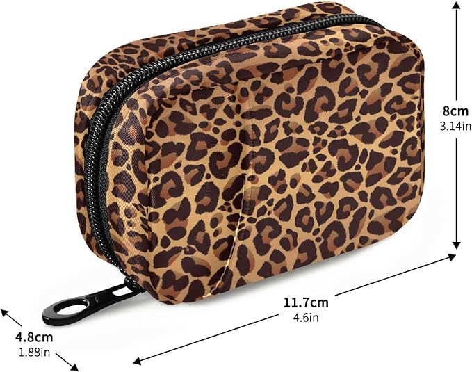 Leopard Pattern Weekly Pill Organizer, Pill Cases Bag Portable Pill Container 7 Days Pill Box Organizer Vitamin Supplement Holder with Zipper for Travel Family Business Camping