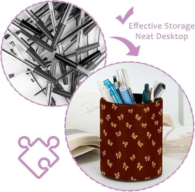 Bow Tie Pen Holder, Pencil Cup Marker Brush Holder Desk Storage Case, Desktop Organizer for School Office Home Supplies