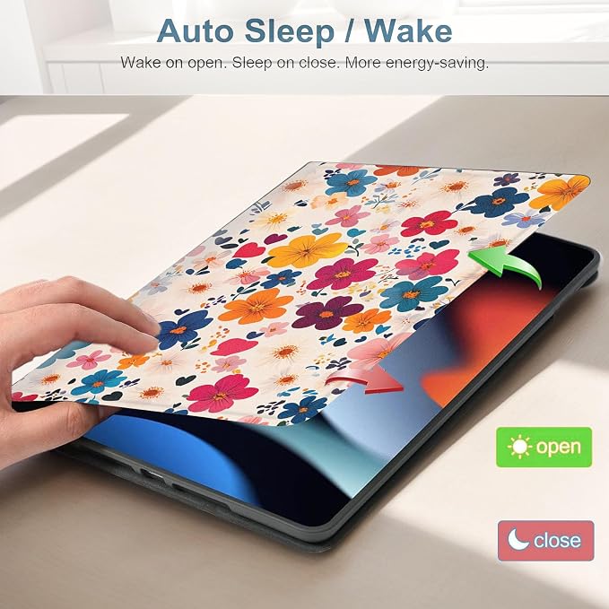 for Samsung Galaxy Tab A 8.0 2019 (SM-T290/T295) Tablet Protective Cover with Adjustable Stand and Magnetic Auto Wake/Sleep,Colorful Flower