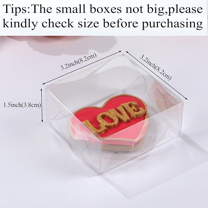 3.2" X3.2" X1.5" 30PCS Clear Homemade Treat Boxes Party Wedding Favors | Perfect for Displaying Small Items-Jewelry, Crafts,Treats,Oreos,Soap,Macaron,Chocolate Truffle, Donu, Brownie More