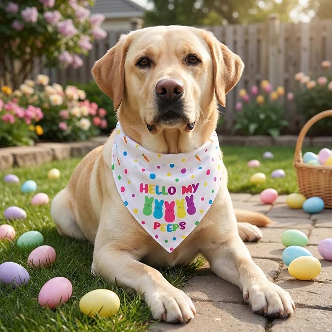 Easter Dog Bandanas 2PCS-XLarge,Adjustable Holiday Party Pets Rabbit Easter Egg Outfits,Triangle Reversible Pet Scarf for Boys and Girls,Dog Costume Gifts for Extra Large Dogs