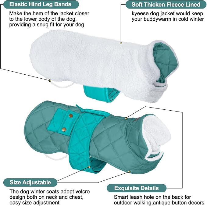 KYEESE Waterproof & Windproof Dog Coat for Small Dogs Puffer Jacket