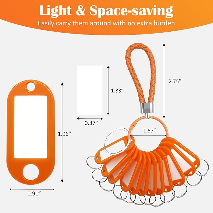 12 Pcs Plastic Key Tags with Labels and Ring Window, Single Color for Luggage, Pet ID, USB Drive (1 Color)
