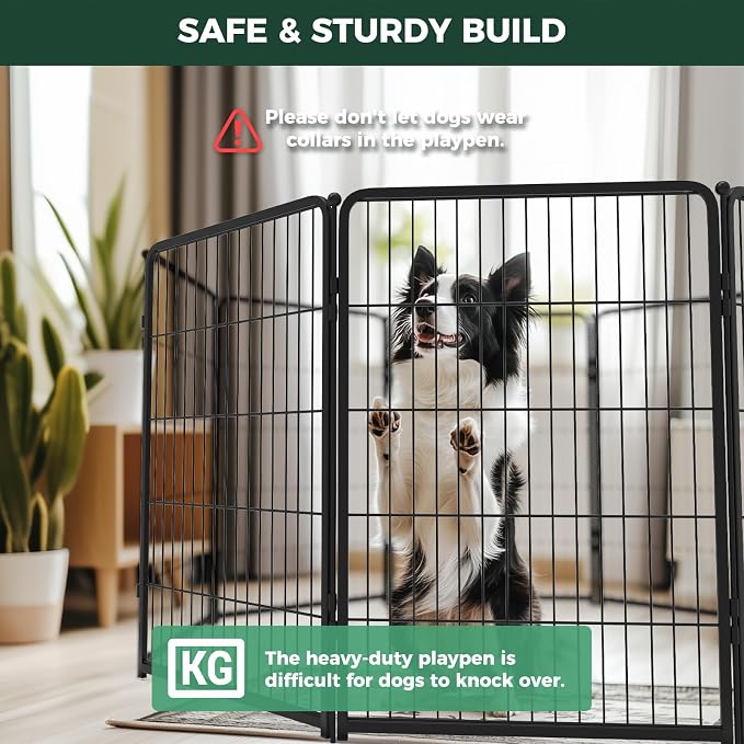 FXW Homeplus Indoor Dog Playpen with Divider Connectors, 40" H, 16 Panels | Calm Indoor Play Area, Two-Zone Layout, For Medium & Large Dogs, Patented