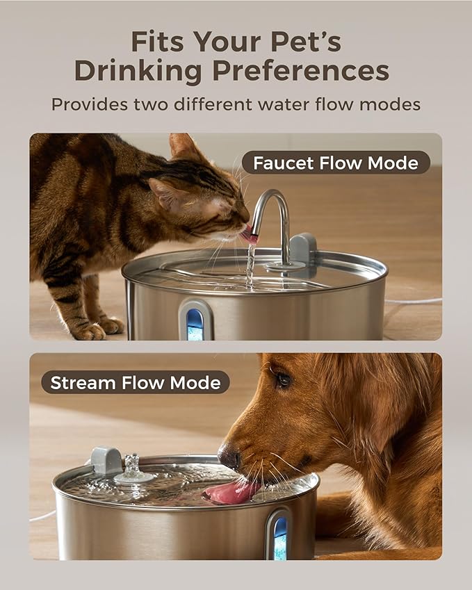 Smartoo Dog Water Fountain for Large Dogs 7L/236oz Stainless Steel Dog Water Bowl Dispenser Automatic Pet Water Fountain with Deeper Drinking Area, Multi-Filtration Pet Fountain with Ultra-Quiet Pump