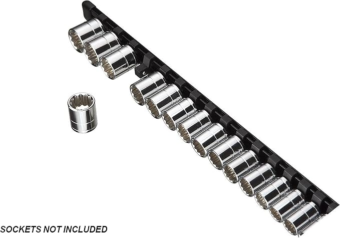 ARES 70085 3/8-In Socket Rail | Part No. 70085; Store up to 16 Sockets and Keep Your Tool Box Organized