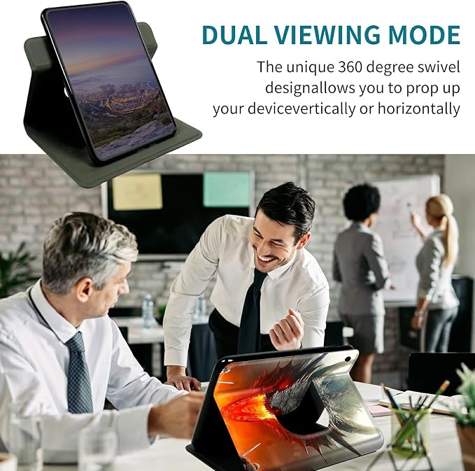 Case for Samsung Galaxy Tab A8 10.5" 2022 SM-X200/X205/X207, 360 Degree Rotating Stand with Multi-Angle Vertical & Horizontal Viewing Shockproof Shell for Women Men, Grey Flame Dragon
