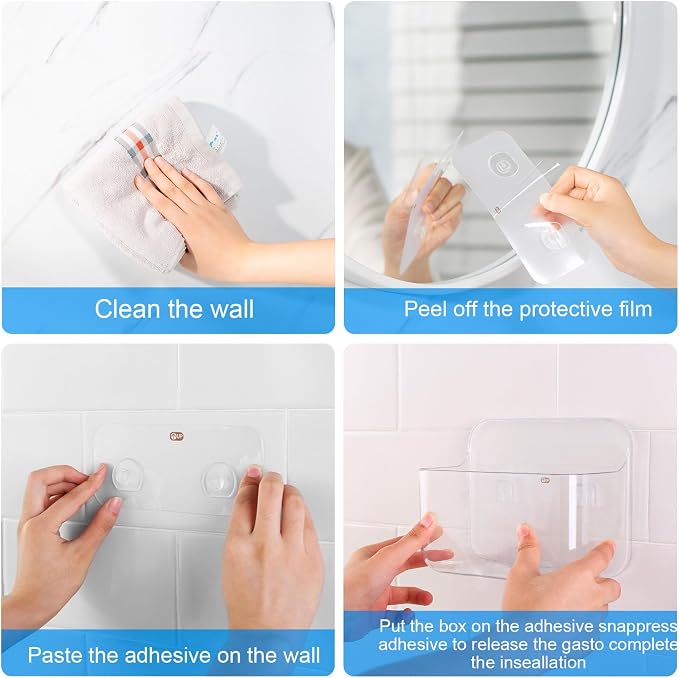 CGBE 2-Pack Cabinet Door Organizer, Self Adhesive Bathroom Shelves, Clear | Acrylic Shower Caddy, Wall Mounted Storage, No Drilling, Automatic Draining, For Cabinet Door and Shower Wall