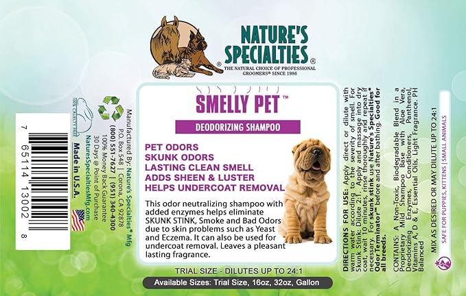 Nature's Specialties Smelly Pet Dog Shampoo for Pets, Natural Choice for Professional Groomers, Lasting Clean Smell, Made in USA, 1 gal