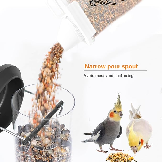 Bird Seed Storage Container Airtight | 3 Qt/2.5 L Clear Plastic Bird Food Container Portable-with Measuring Cup/Lid|Pet Food Storage Container |Wild Bird Seed Dispenser|BPA Free