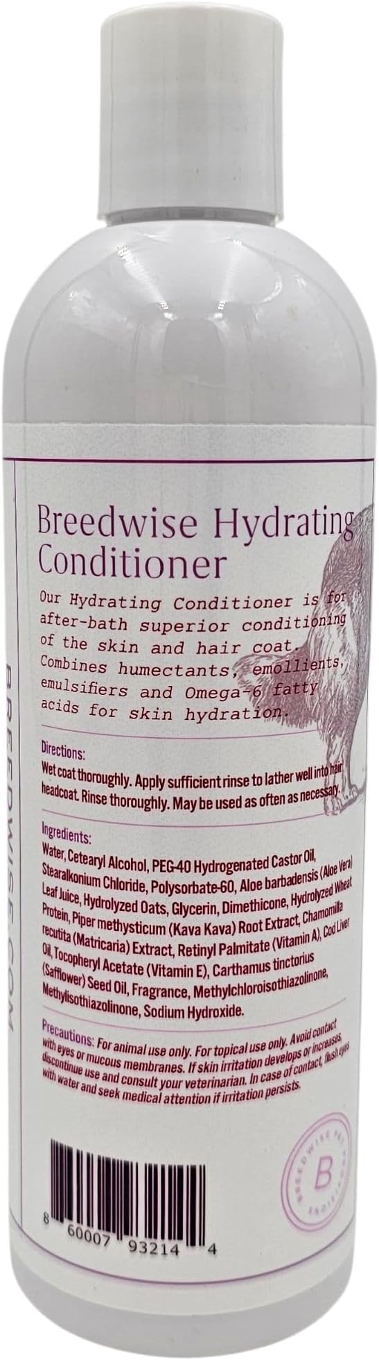 Breedwise Dog and Cat Conditioner - Moisturizing Hypoallergenic Formula for Sensitive Skin - Detangling & Smoothing Pet Cream - Sweet Pea & Vanilla Scent - 12oz - Made in USA